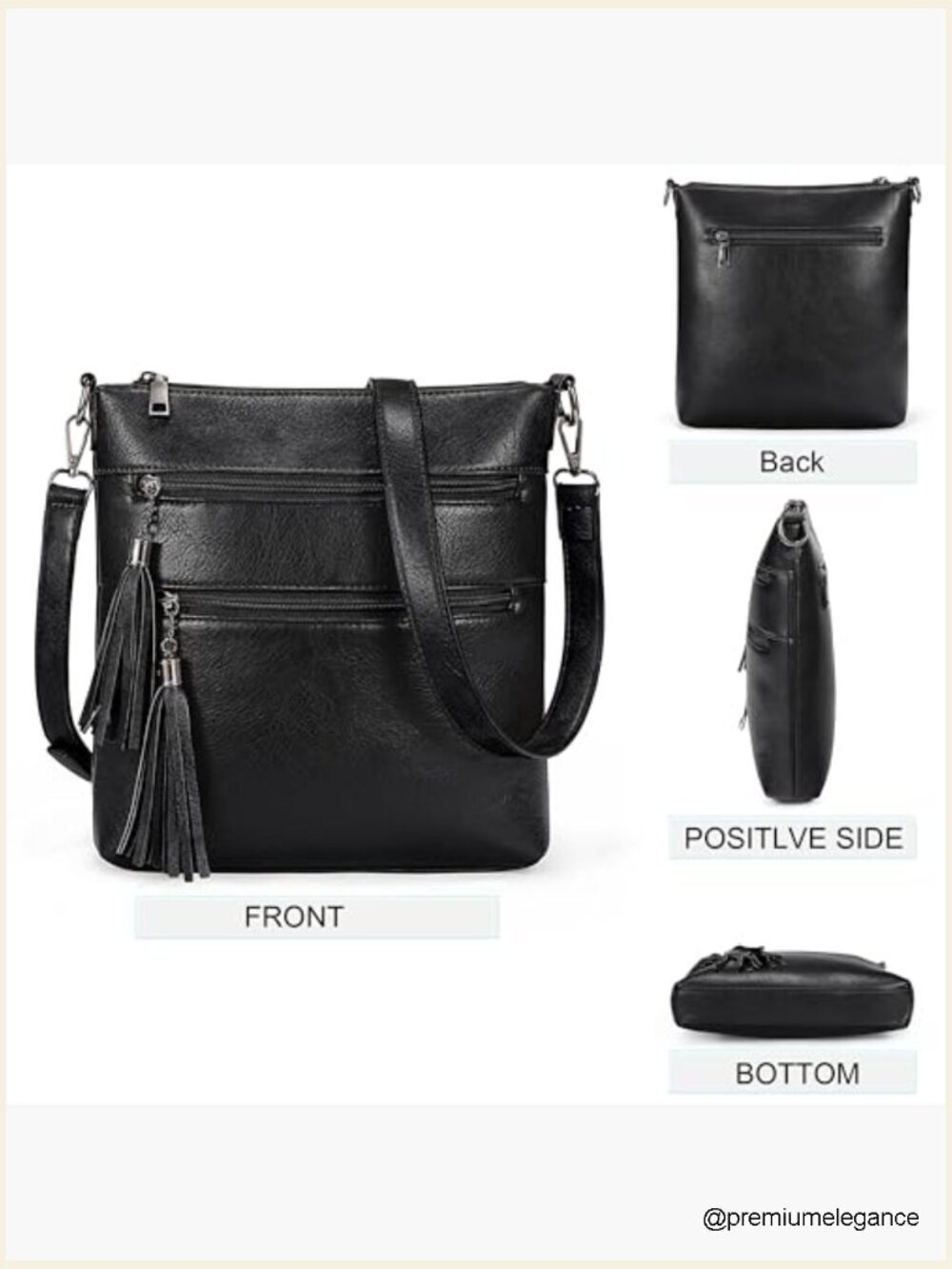 Trendy Leather Crossbody Bag Multi Pocket Shoulder Handbag Ladies Purse - Picture 4 of 7